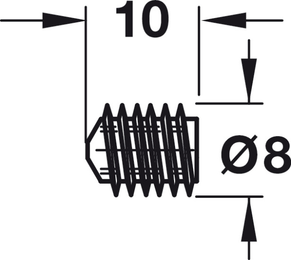 Винт стяжки конич.М6 длина 8мм